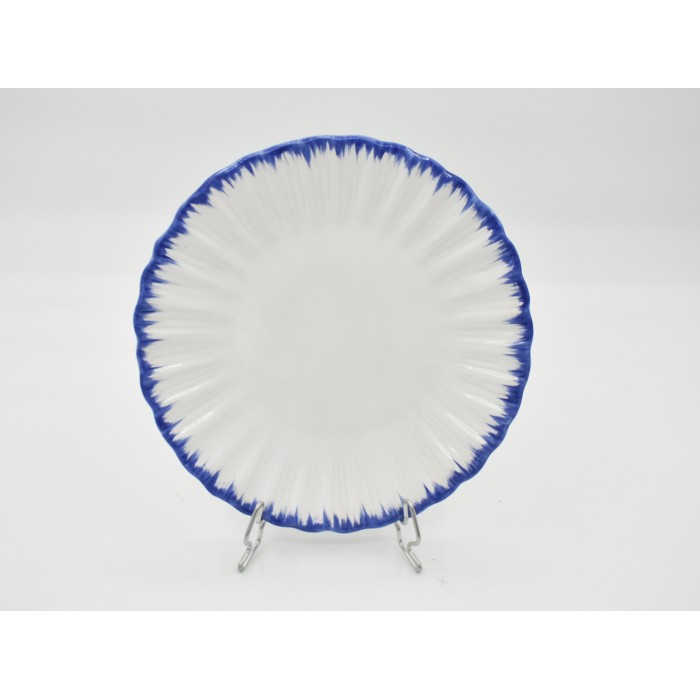 PRATO SOBREMESA MAR BRANCO COM BORDA PINCELADO AZUL 22D