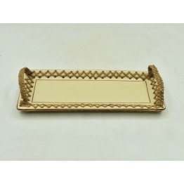 BANDEJA RETANGULAR COM APLICAÇÃO DE COURO LINHA CAVALO 13L x 30C x 2A