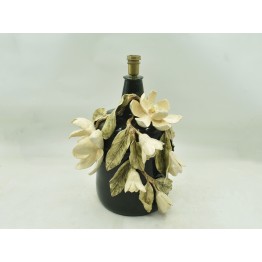BASE DE ABAJUR BARRIL COM MAGNÓLIAS 40L x 43C x 57A