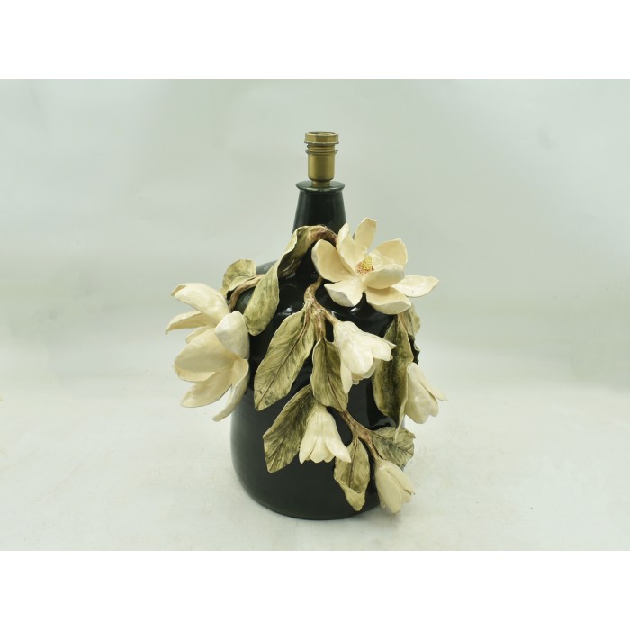 BASE DE ABAJUR BARRIL COM MAGNÓLIAS 40L x 43C x 57A