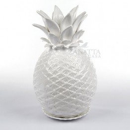 VASO DE ABACAXI BRANCO M COM PRATO 28,5D x 26,2A