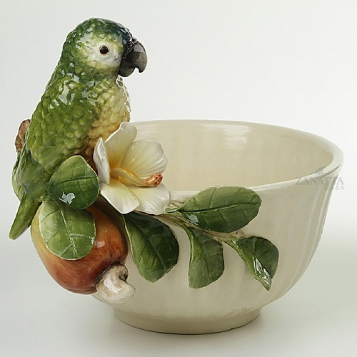 BOWL VIRGÍNIA P DE CAJU COM HIBÍSCO E PÁSSARO 26L x 26C x 28A