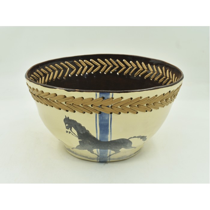 CACHEPOT SHABBY M DE CAVALO E APLICAÇÃO DE COURO 34D x 18A