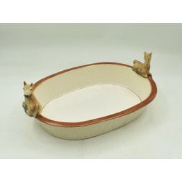 TRAVESSA OVAL COM APLICAÇÃO DE CAVALO 30L x 44,5C x 15A