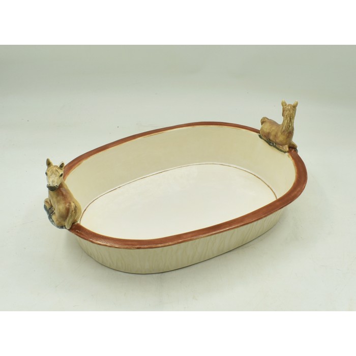 TRAVESSA OVAL COM APLICAÇÃO DE CAVALO 30L x 44,5C x 15A