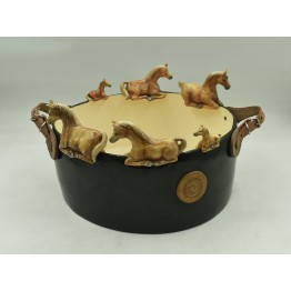 CENTRO DE MESA G VERDE MUSGO DE CAVALOS COM ALÇA 41L x 48C x 23A